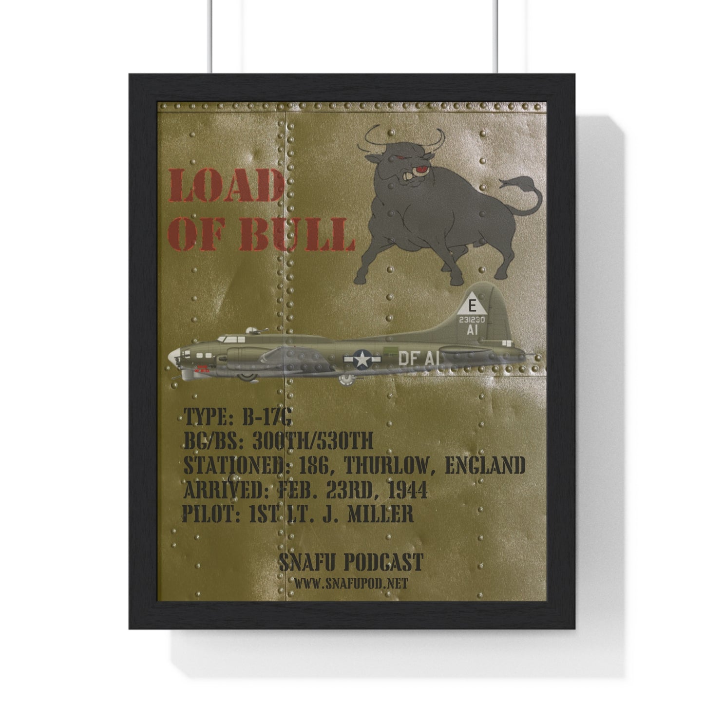 Load of Bull/SNAFU Podcast: Premium Framed Vertical Poster