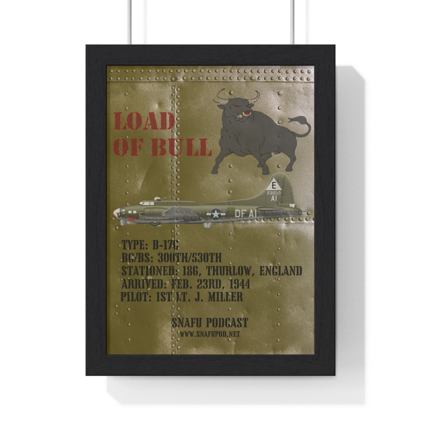 Load of Bull/SNAFU Podcast: Premium Framed Vertical Poster