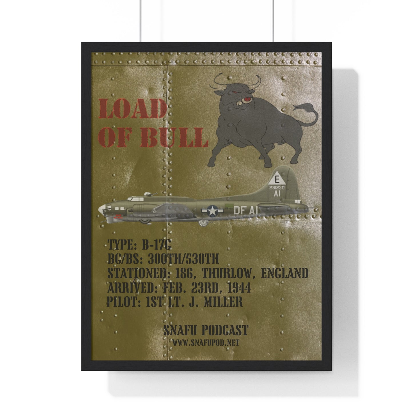 Load of Bull/SNAFU Podcast: Premium Framed Vertical Poster