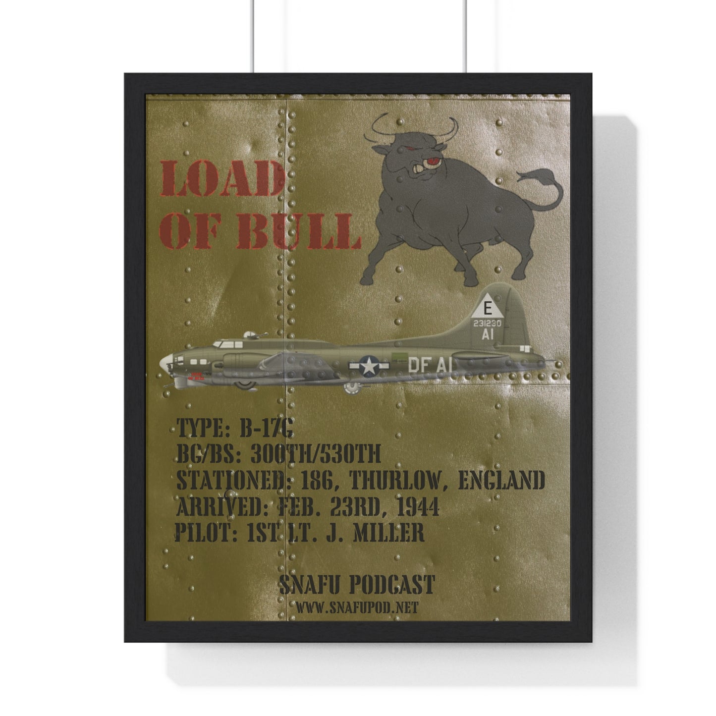 Load of Bull/SNAFU Podcast: Premium Framed Vertical Poster