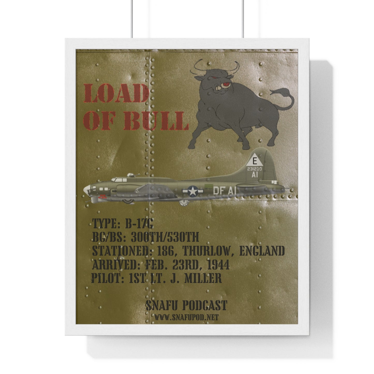 Load of Bull/SNAFU Podcast: Premium Framed Vertical Poster