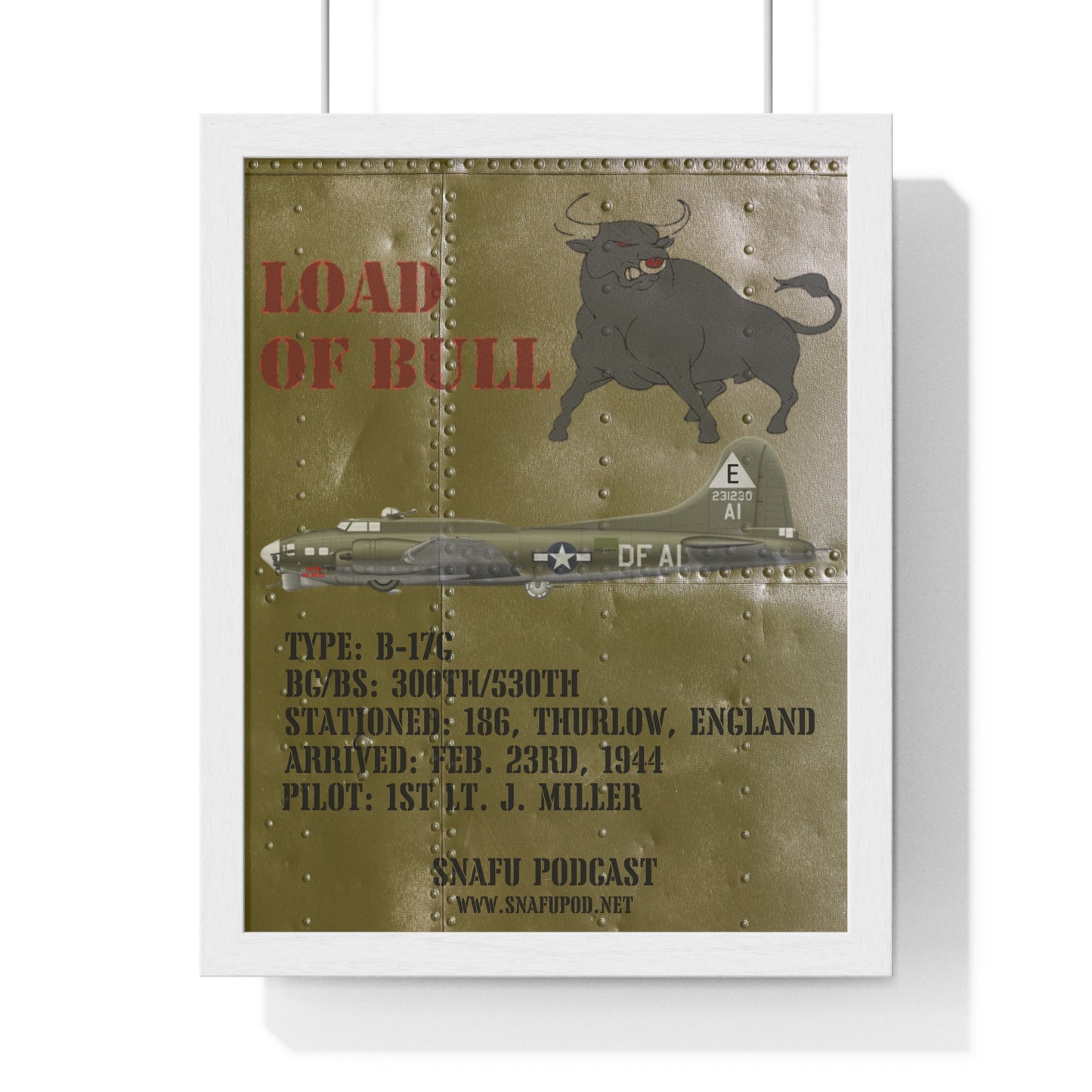 Load of Bull/SNAFU Podcast: Premium Framed Vertical Poster